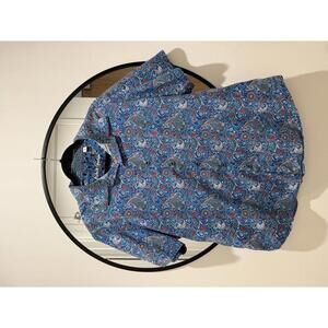 Robert Graham Paisley Print Short Sleeve Shirt Size XL